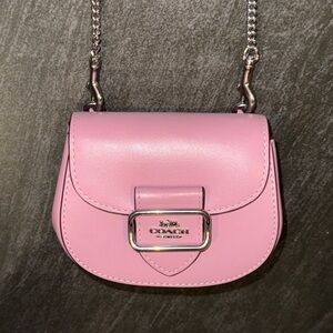 Coach Pink Leather Morgan Card Case on a Chain